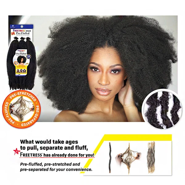 Freetress Synthetic Braid - 3X PRE FLUFFED POPPIN TWIST 20 3 Freetress Synthetic Braid - 3X PRE FLUFFED POPPIN TWIST 20 - Image 3