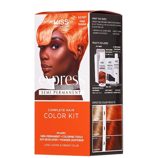 Kiss Colors & Care K43SET Orange Marmalade Express Semi-Permanent Complete Hair Color Kit 1 Kiss Colors & Care K43SET Orange Marmalade Express Semi-Permanent Complete Hair Color Kit