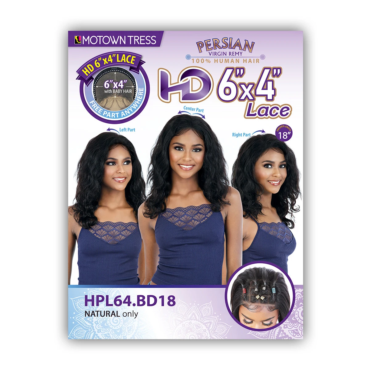 Motown Tress Persian 100% Virgin Remy Human Hair 6x4 HD Lace Wig - HPL64 BD18 5 Motown Tress Persian 100% Virgin Remy Human Hair 6x4 HD Lace Wig - HPL64 BD18 - Image 5
