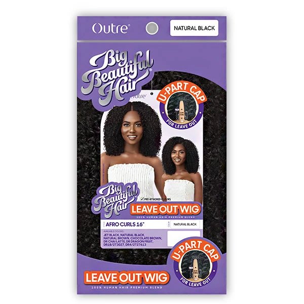 Outre Big Beautiful 100% Human Hair Premium Blend U Part Cap Leave Out Wig - AFRO CURLS 16 5 Outre Big Beautiful 100% Human Hair Premium Blend U Part Cap Leave Out Wig - AFRO CURLS 16 - Image 5