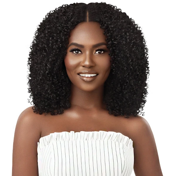 Outre Big Beautiful 100% Human Hair Premium Blend U Part Cap Leave Out Wig - AFRO CURLS 16 1 Outre Big Beautiful 100% Human Hair Premium Blend U Part Cap Leave Out Wig - AFRO CURLS 16