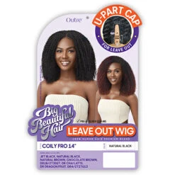 Outre Big Beautiful 100% Human Hair Premium Blend U Part Cap Leave Out Wig - COILY FRO 14 10 Outre Big Beautiful 100% Human Hair Premium Blend U Part Cap Leave Out Wig - COILY FRO 14 -Loreal Store outre human hair premium blend u part cap leave out wig coily fro 14 4