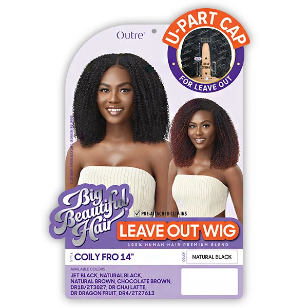 Outre Big Beautiful 100% Human Hair Premium Blend U Part Cap Leave Out Wig - COILY FRO 14 5 Outre Big Beautiful 100% Human Hair Premium Blend U Part Cap Leave Out Wig - COILY FRO 14 - Image 5