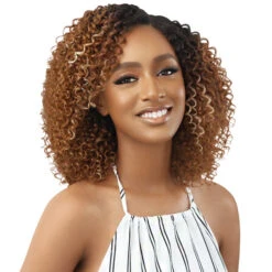 Outre Big Beautiful 100% Human Hair Premium Blend U Part Cap Leave Out Wig - CURLY TWIST 14 9 Outre Big Beautiful 100% Human Hair Premium Blend U Part Cap Leave Out Wig - CURLY TWIST 14 -Loreal Store outre human hair premium blend u part cap leave out wig curly twist 14 3