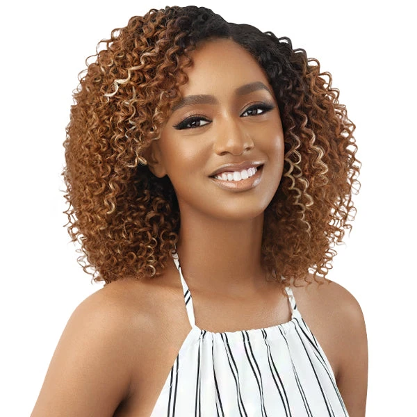 Outre Big Beautiful 100% Human Hair Premium Blend U Part Cap Leave Out Wig - CURLY TWIST 14 4 Outre Big Beautiful 100% Human Hair Premium Blend U Part Cap Leave Out Wig - CURLY TWIST 14 - Image 4