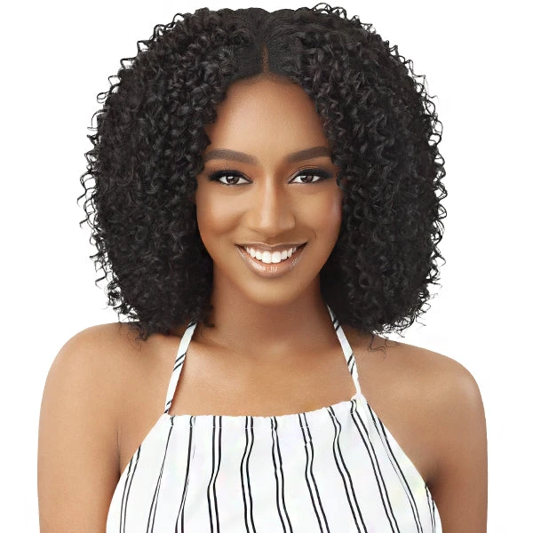 Outre Big Beautiful 100% Human Hair Premium Blend U Part Cap Leave Out Wig - CURLY TWIST 14 1 Outre Big Beautiful 100% Human Hair Premium Blend U Part Cap Leave Out Wig - CURLY TWIST 14