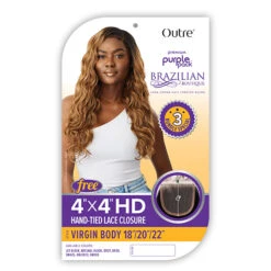 Outre Purple Pack Brazilian Boutique Human Hair Blend Weaving - VIRGIN BODY 4PCS (18/20/22 + 4X4 HD Lace Closure) 9 Outre Purple Pack Brazilian Boutique Human Hair Blend Weaving - VIRGIN BODY 4PCS (18/20/22 + 4X4 HD Lace Closure) -Loreal Store outre purple pack brazilian boutique human hair blend weaving virgin body 4pcs 182022 4x4 hd lace closure 4