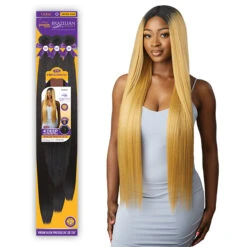Outre Purple Pack Brazilian Boutique Human Hair Blend Weaving - VIRGIN SLEEK PRESSED 4PCS (26/28/30 + 4 Inch Lace Closure)