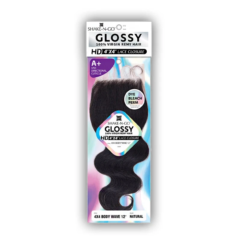 Shake N Go Glossy 100% Virgin Remy Human Hair 4x4 HD Lace Closure - BODY WAVE 12 1 Shake N Go Glossy 100% Virgin Remy Human Hair 4x4 HD Lace Closure - BODY WAVE 12